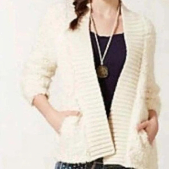 Anthropologie Sleeping On Snow Lodge Cloud Popcorn Knit Open Cardigan - Picture 1 of 8